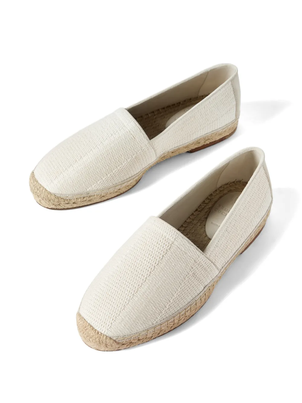 Brunello Cucinelli Techno raffia en suède espadrilles met pijpen Beige