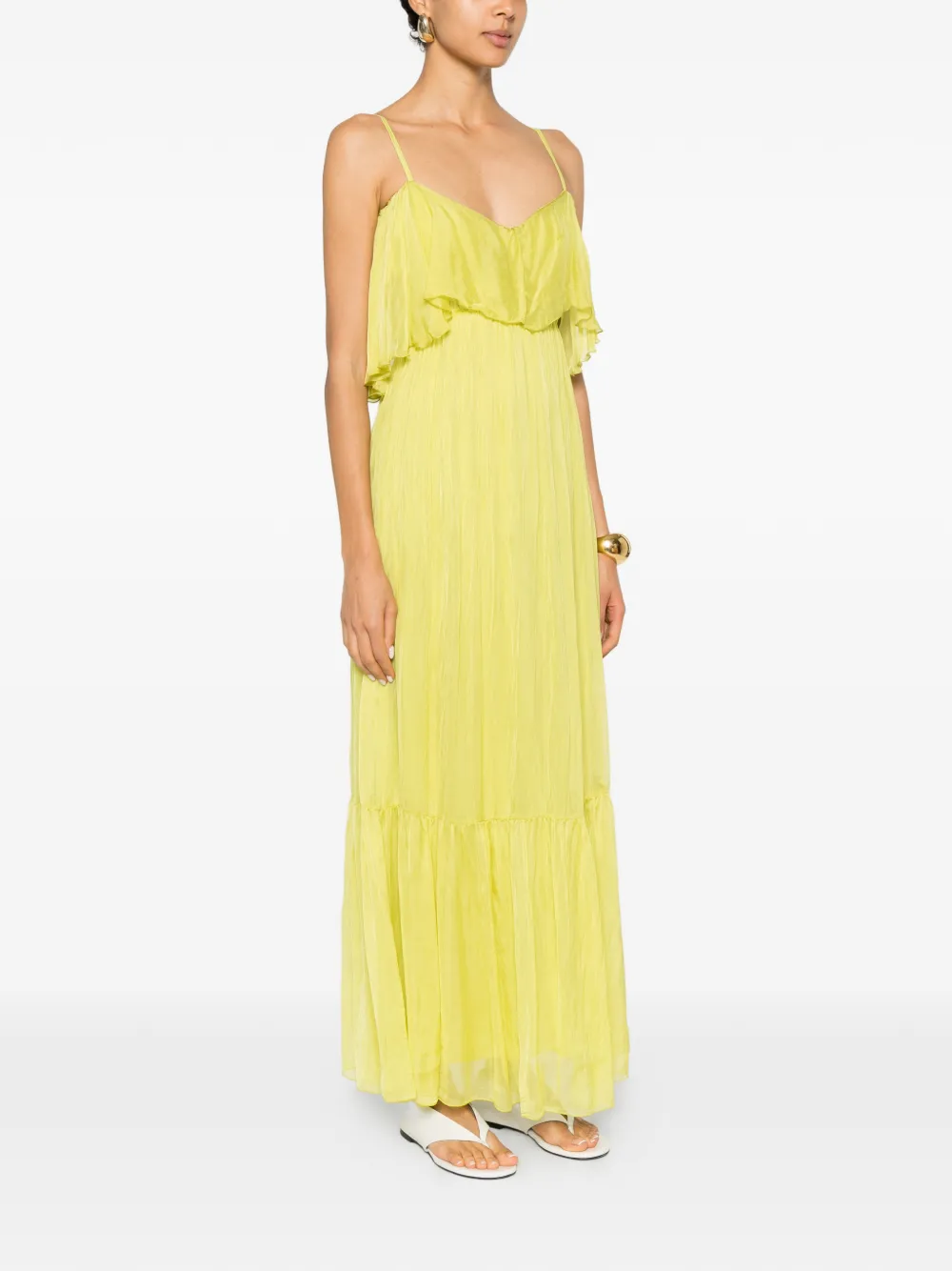 DIXIE Maxi-jurk met ruches Groen