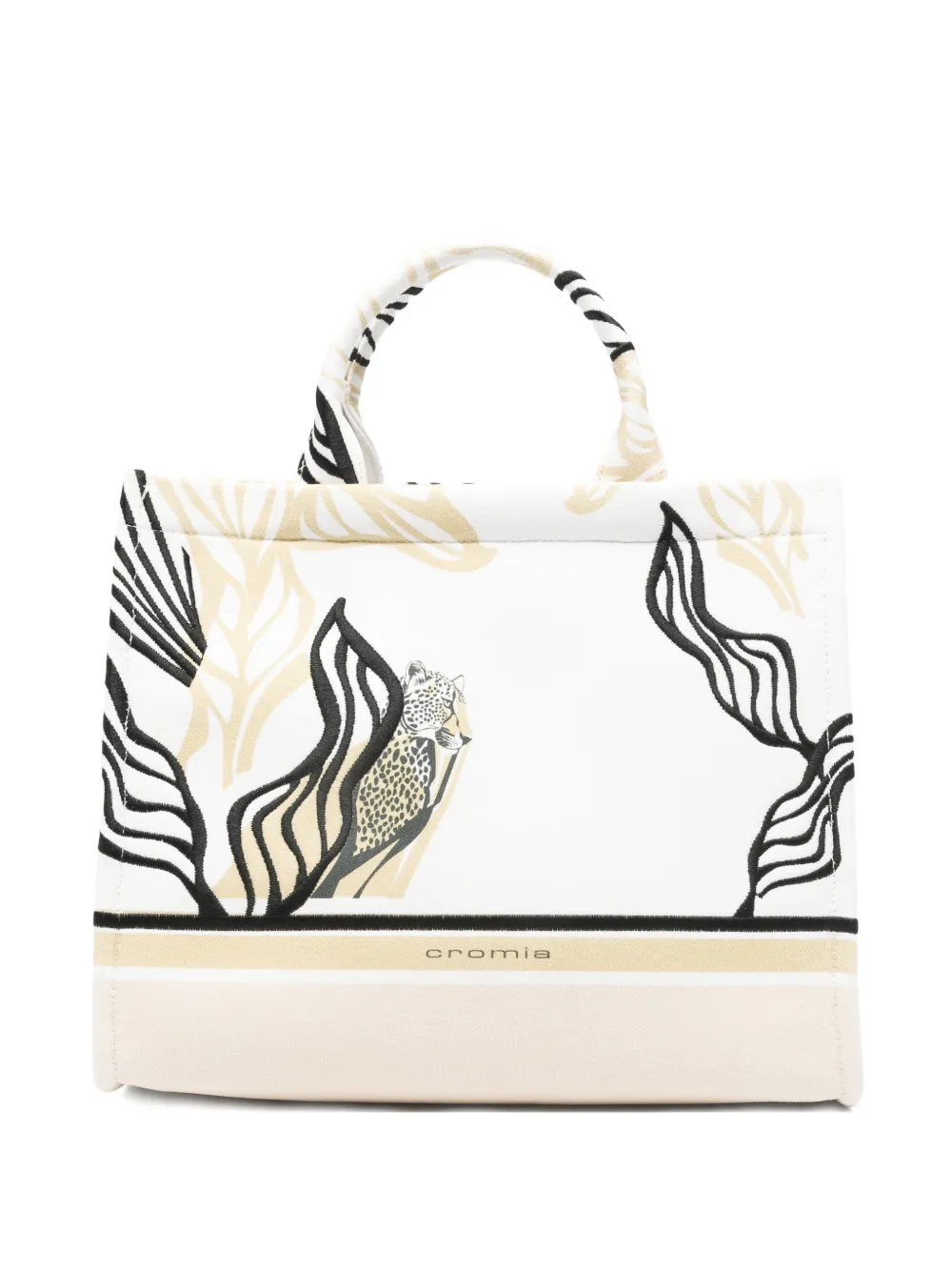 cromia Borsa tote Jungle Noir con stampa - Bianco