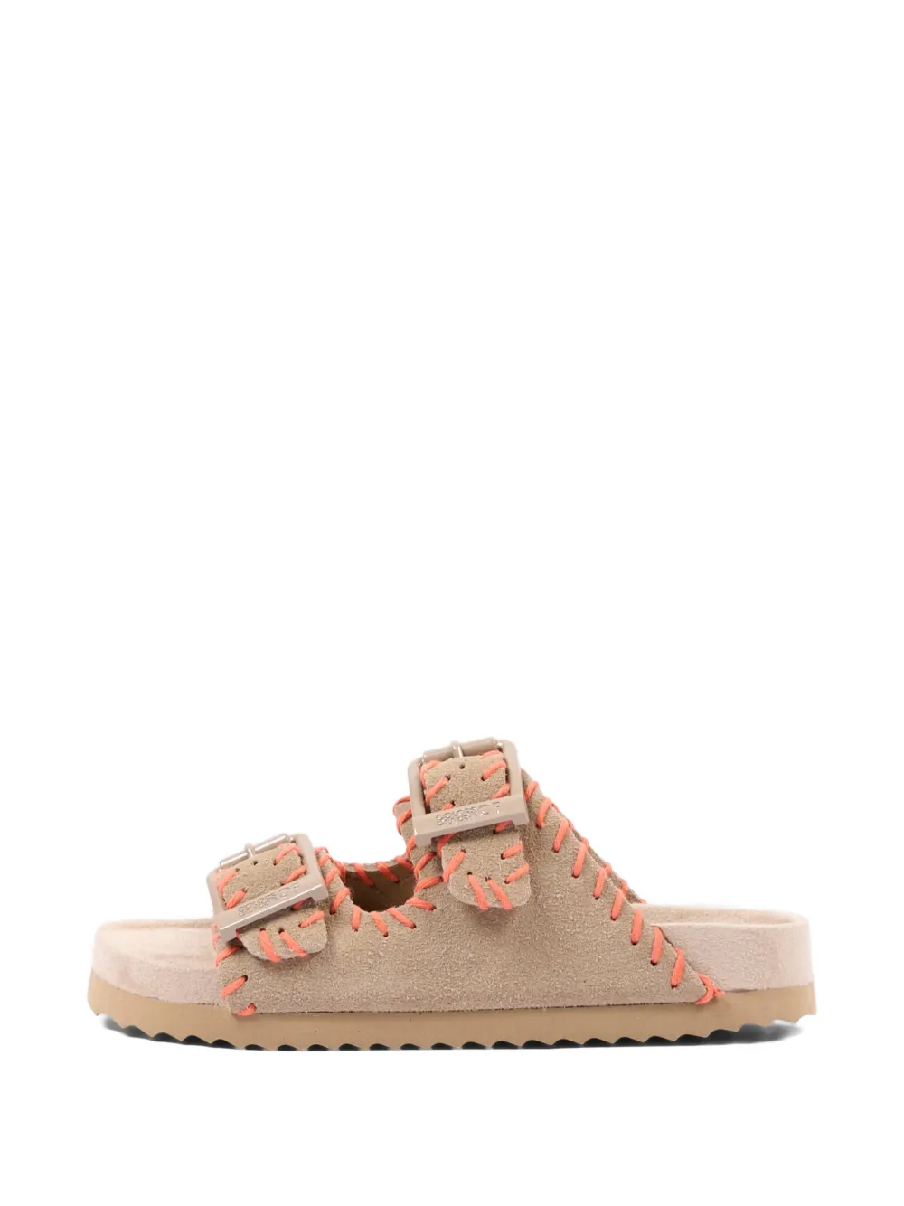 Colors Of California buckle stitched leather sandals Beige