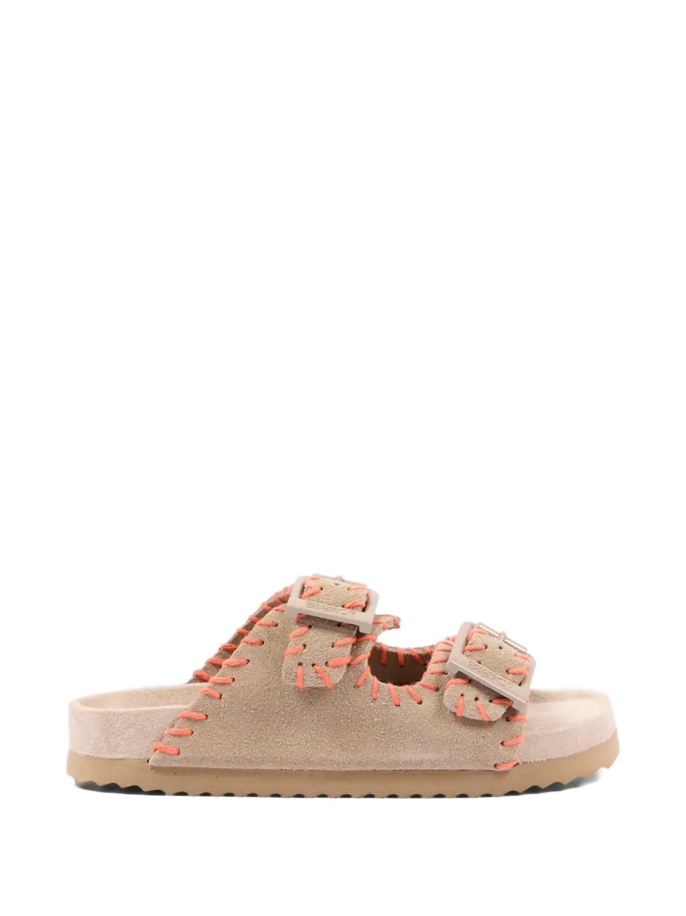 Colors Of California buckle stitched leather sandals Beige