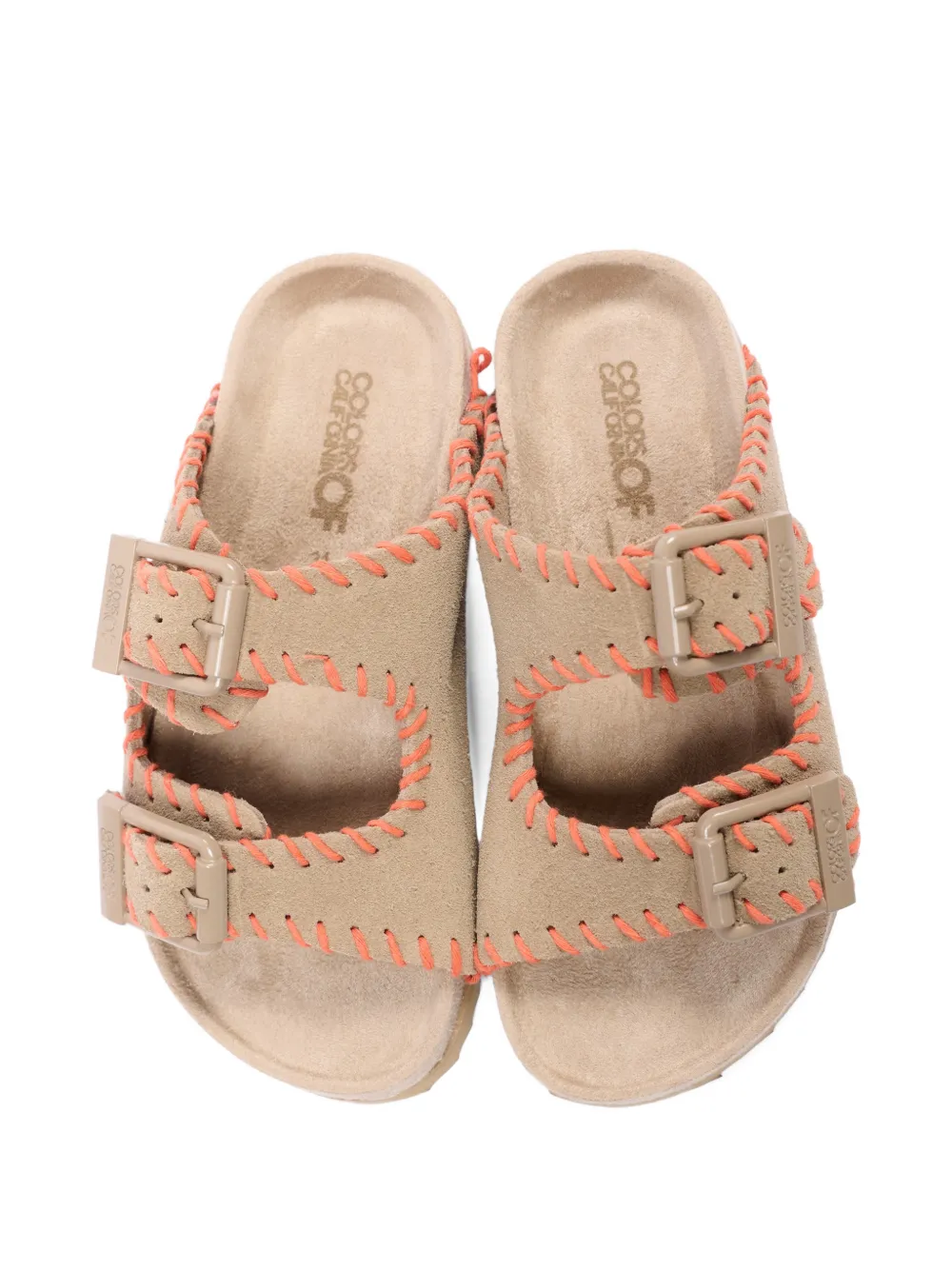 Colors Of California buckle stitched leather sandals Beige