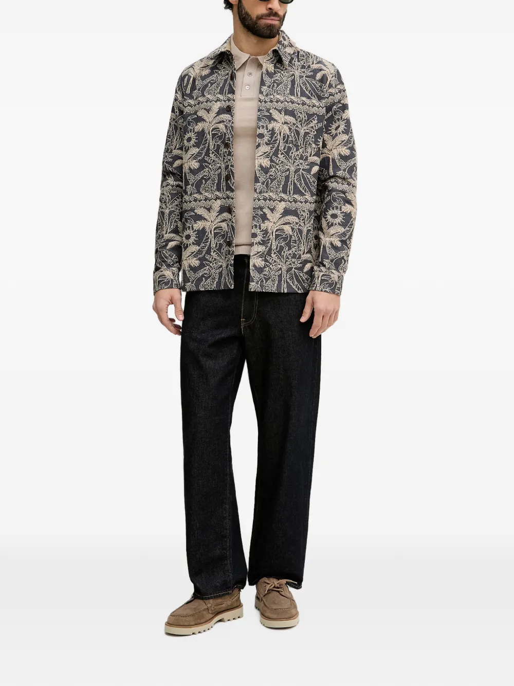 Mos Mosh David shirtjack met palmprint Blauw