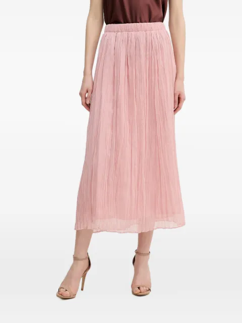 OUI crinkled-finish pleated midi skirt