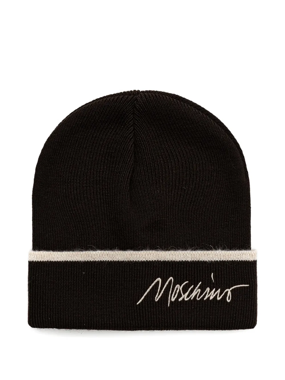 Moschino logo-embroidered beanie hat - Marrone