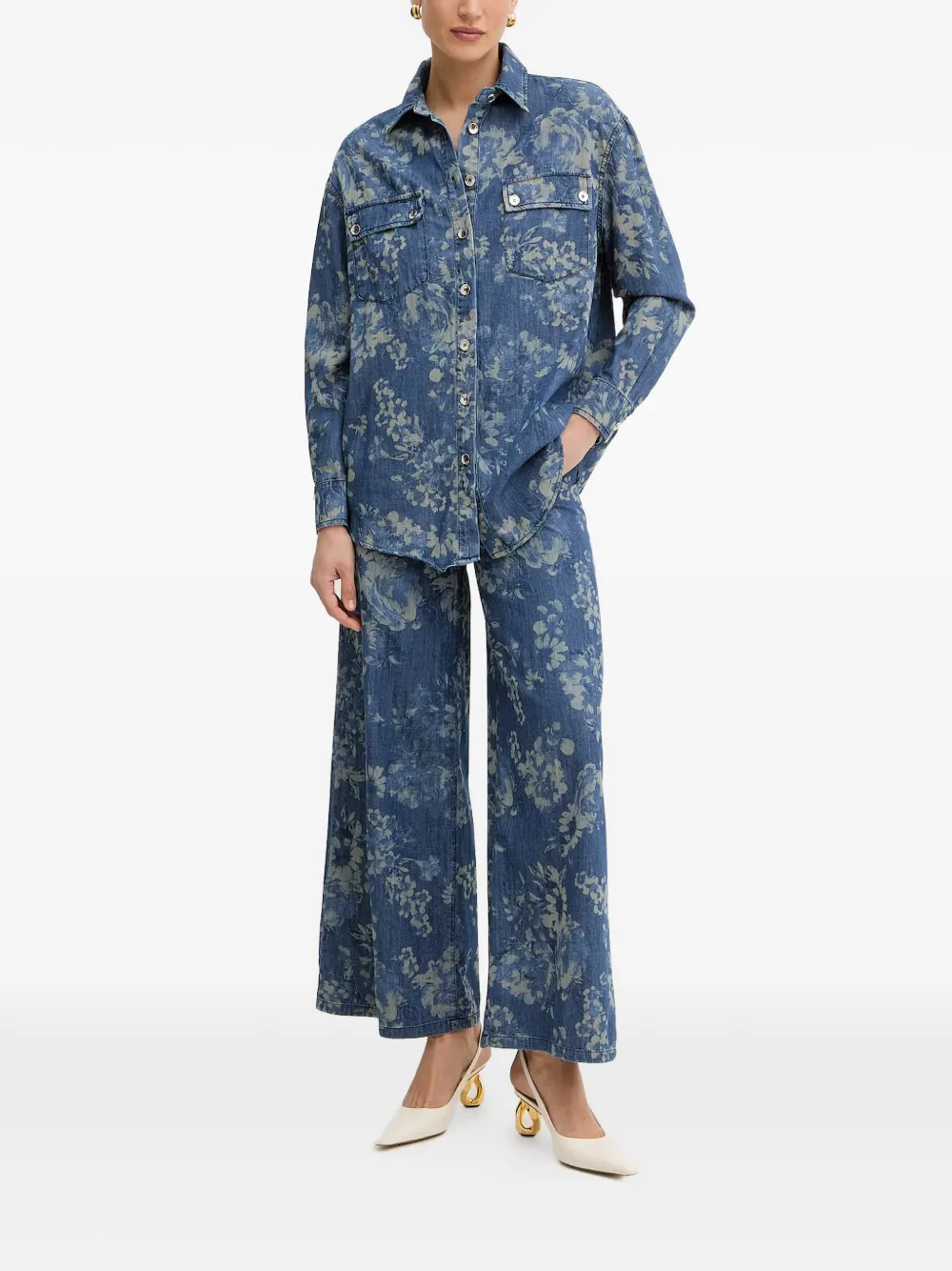 FRACOMINA Overhemd met bloemenprint Blauw