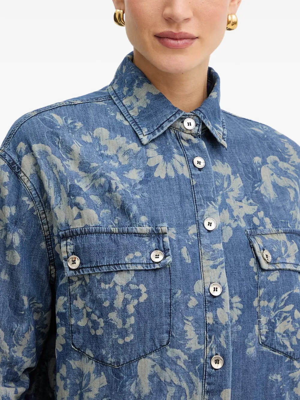 FRACOMINA Overhemd met bloemenprint Blauw