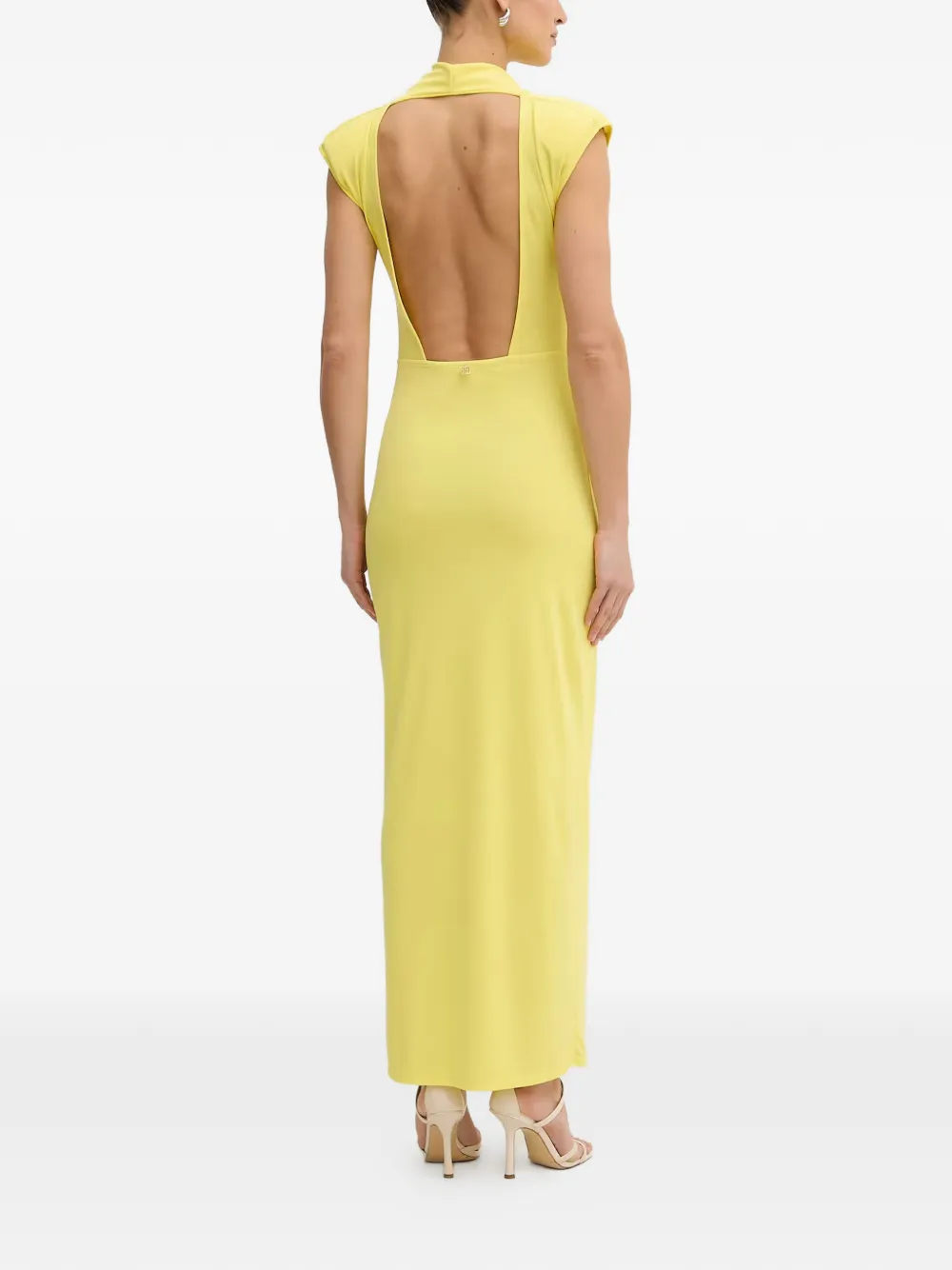 FRACOMINA Maxi-jurk met open achterkant en diepe hals Geel