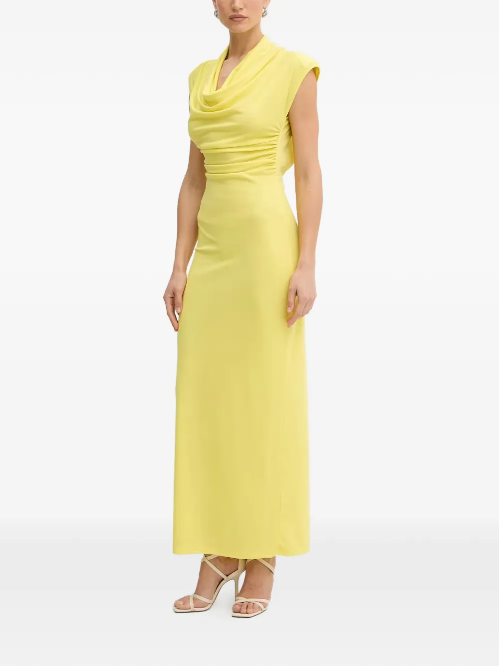 FRACOMINA Maxi-jurk met open achterkant en diepe hals Geel