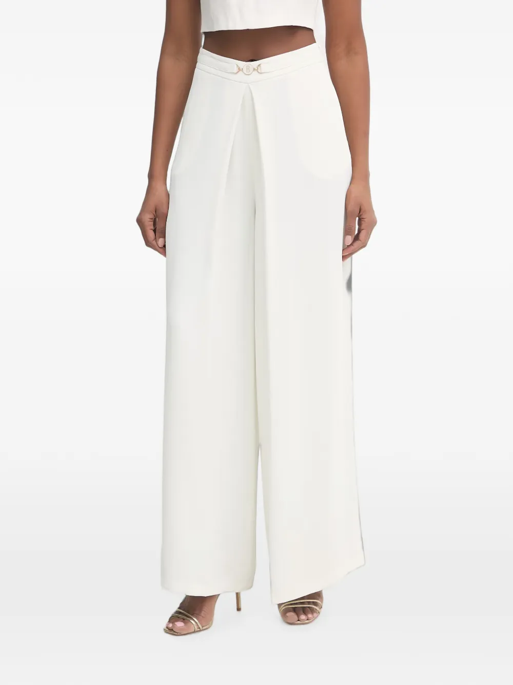 FRACOMINA logo-plaque palazzo pants - Bianco