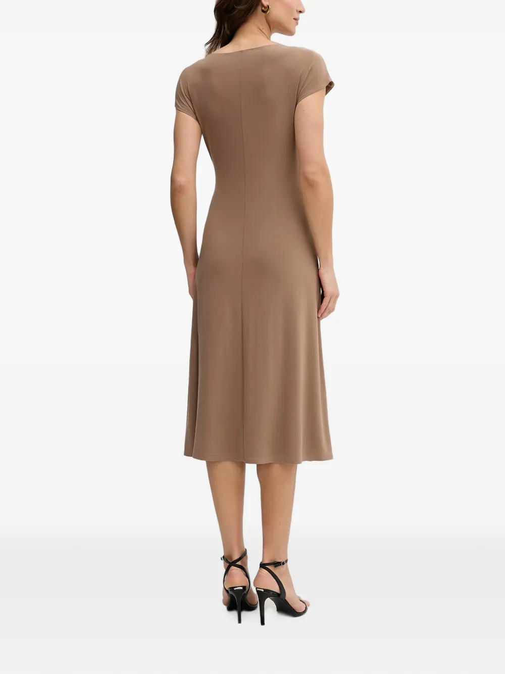 Joseph Ribkoff midi-jurk met gedraaid detail en kapmouwen Beige