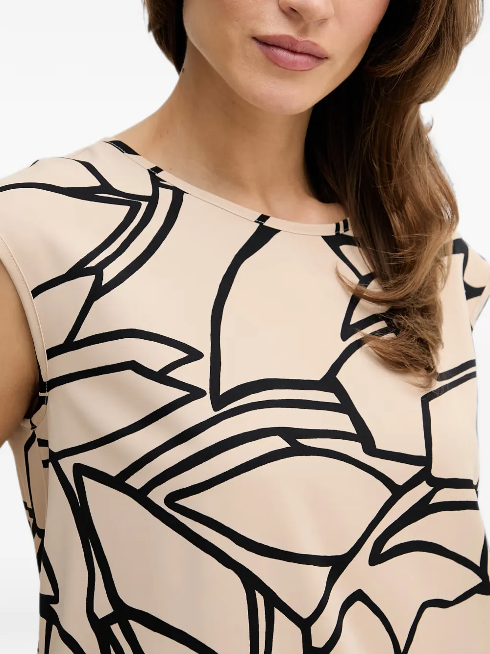 Joseph Ribkoff Top met abstracte print en kapmouwen Beige