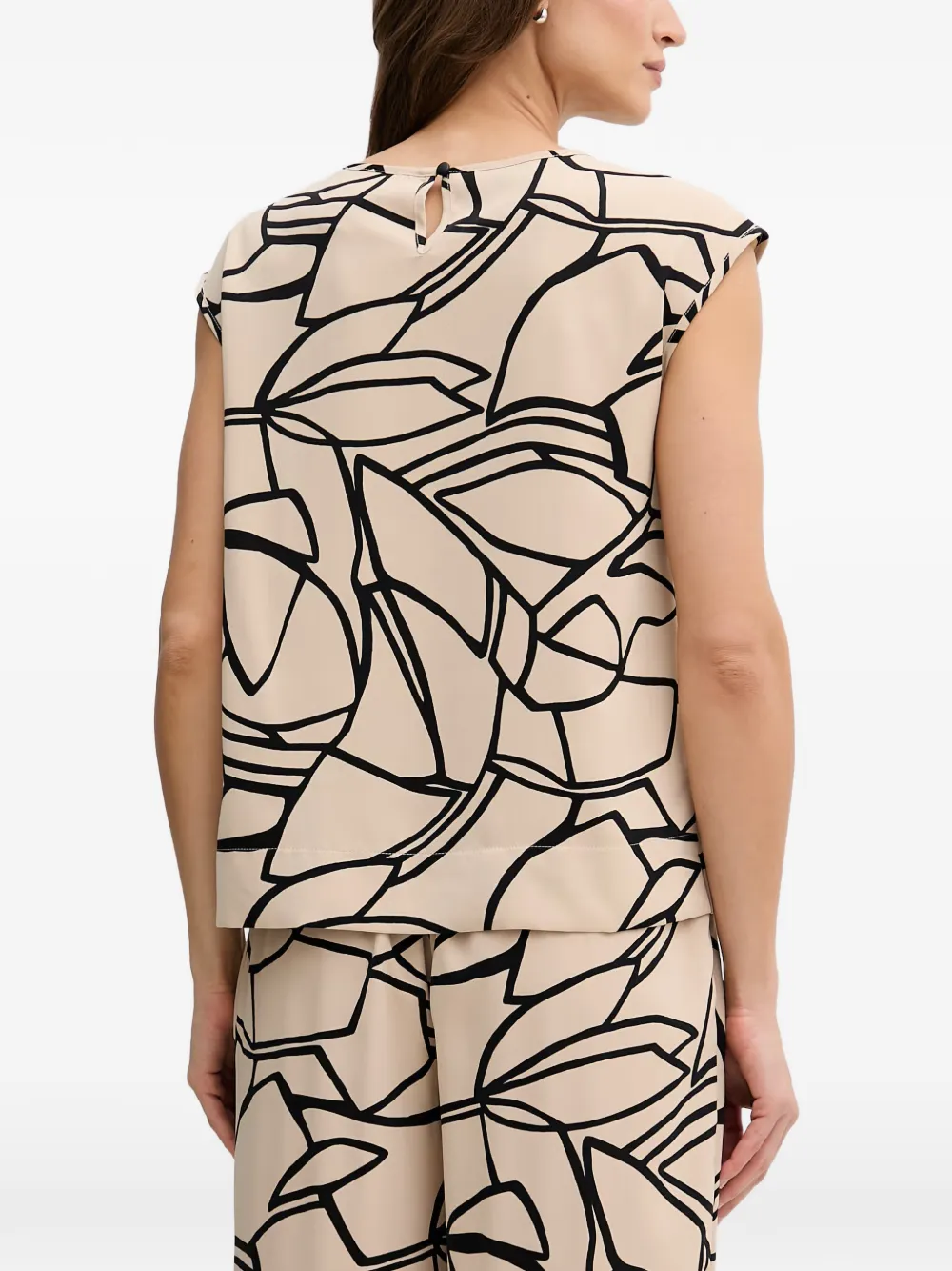 Joseph Ribkoff Top met abstracte print en kapmouwen Beige