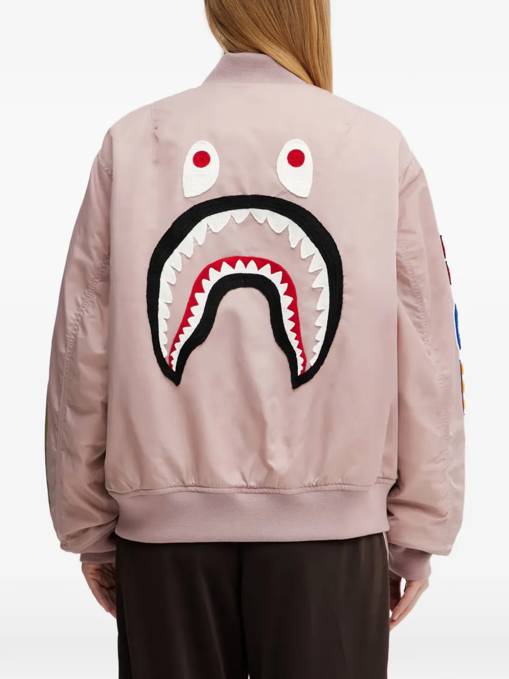 A BATHING APE Bomberjack met haaienpatch Roze