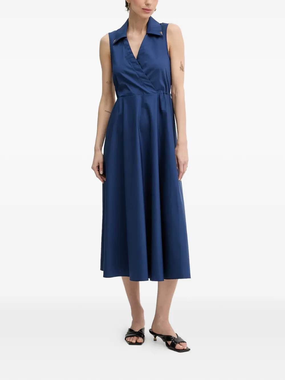 FRACOMINA sleeveless wrap-style midi dress - Blu