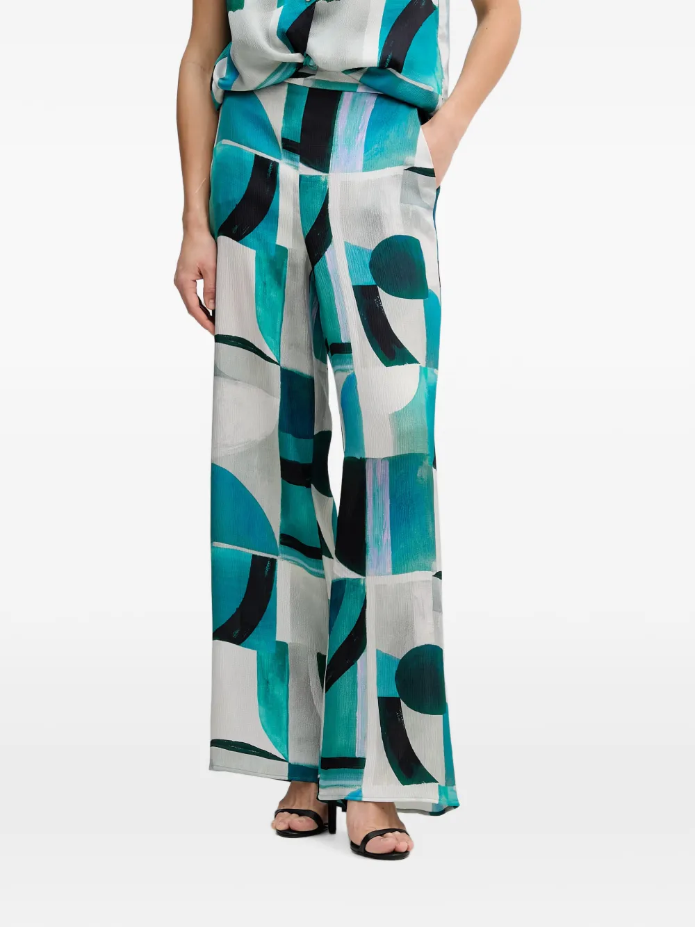 Joseph Ribkoff Pantaloni a palazzo con stampa astratta - Blu