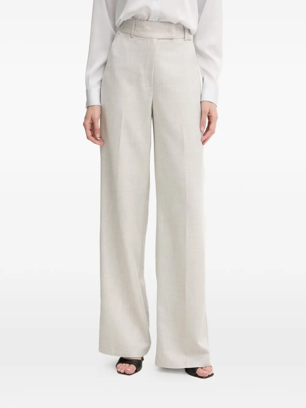 FRACOMINA pressed-crease wide-leg trousers - Toni neutri