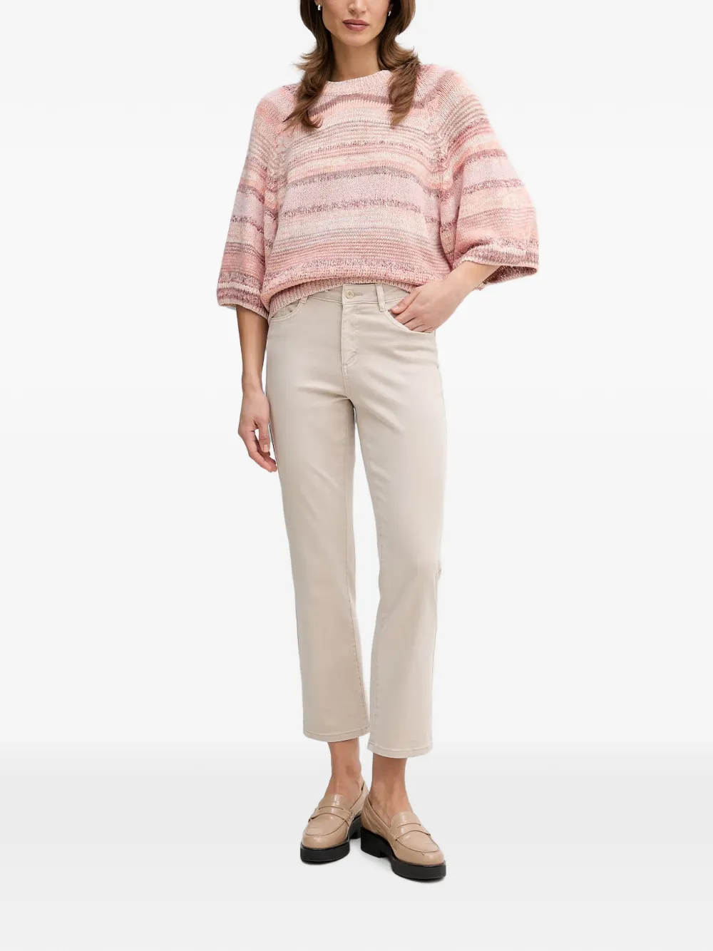 Joseph Ribkoff Straight jeans met logoplakkaat Beige