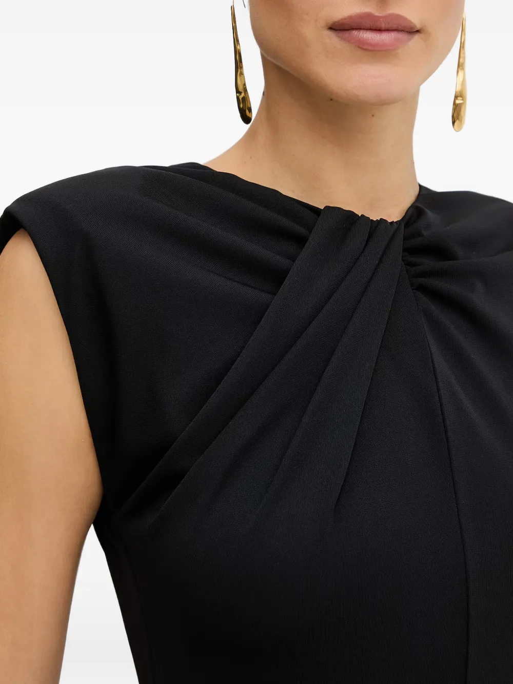 FRACOMINA Midi-jurk met gedraaid detail Zwart