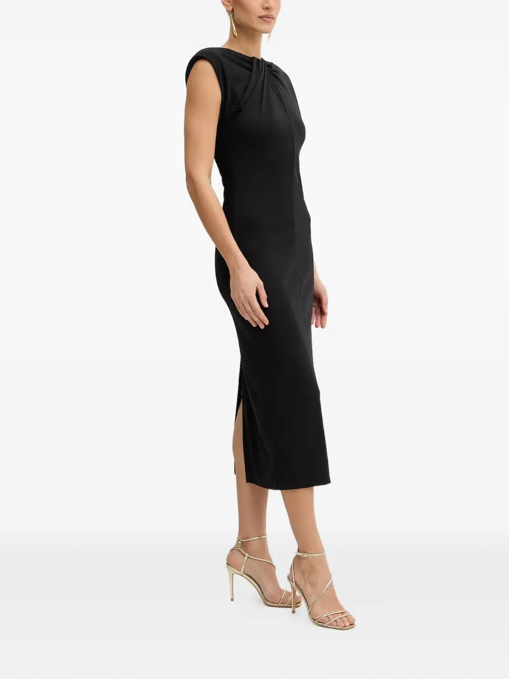FRACOMINA Midi-jurk met gedraaid detail Zwart
