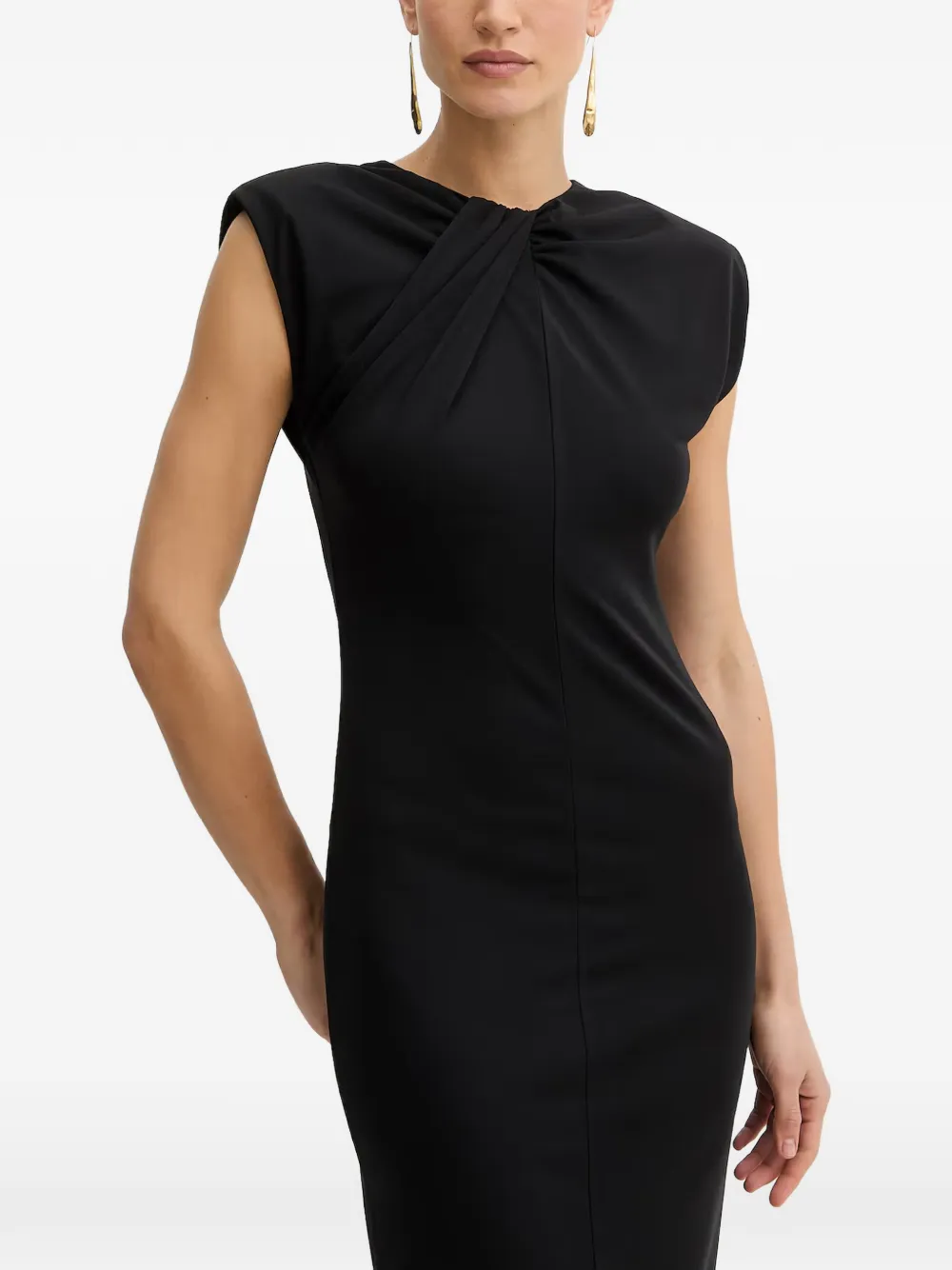 FRACOMINA Midi-jurk met gedraaid detail Zwart
