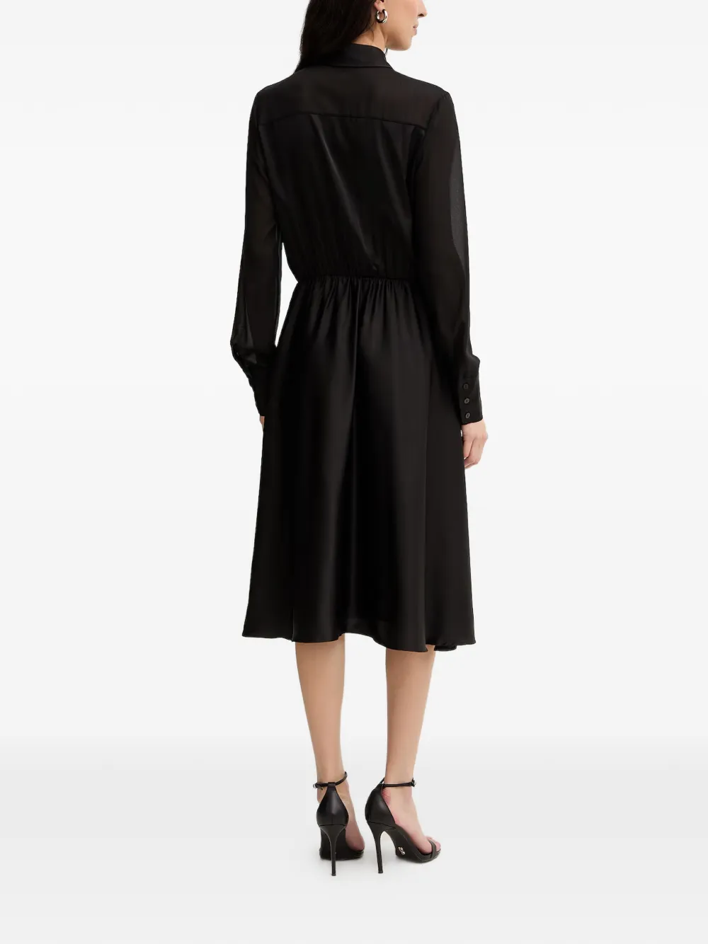 FRACOMINA Button-up midi-jurk van zijde-satijn Zwart