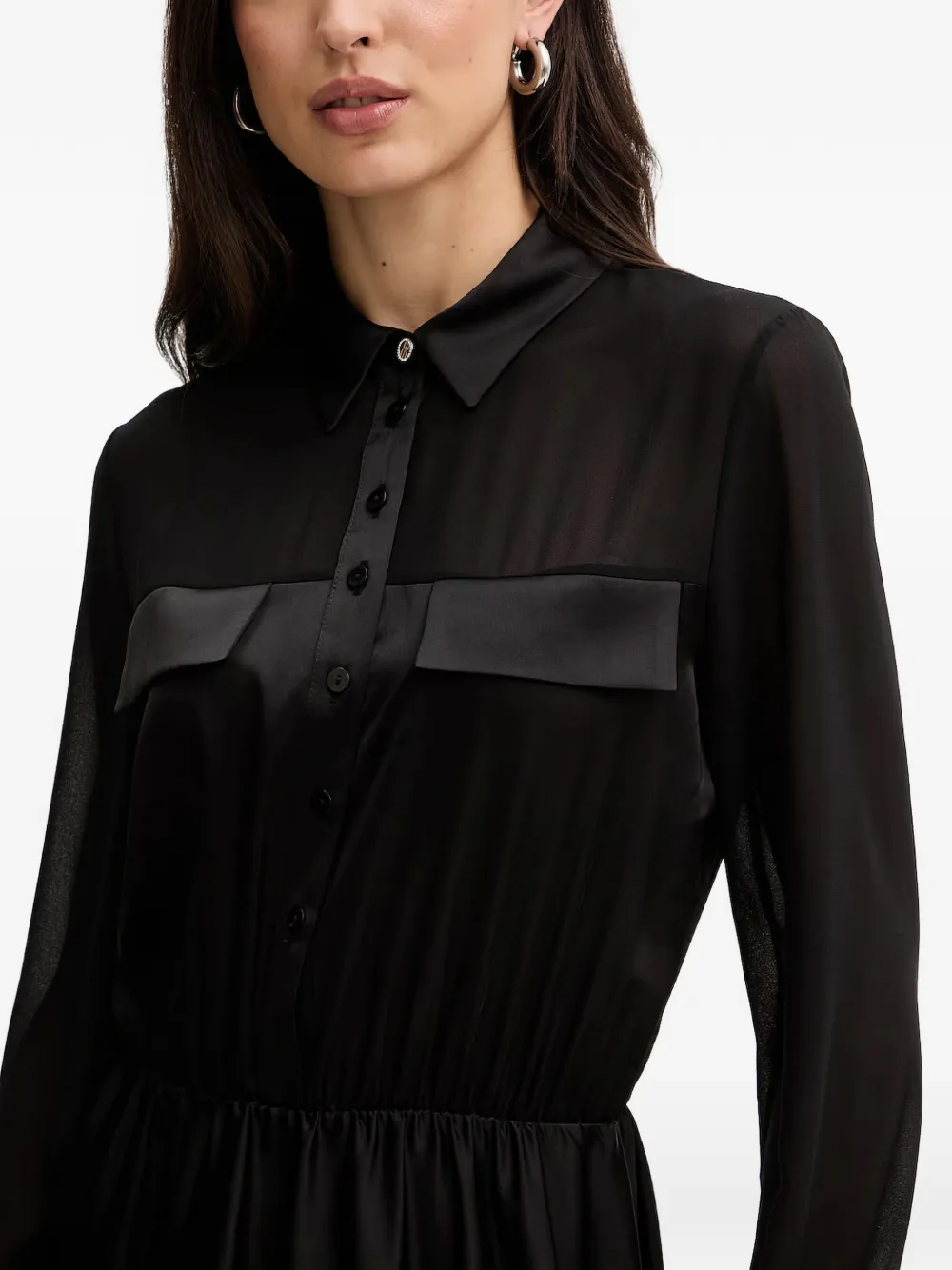 FRACOMINA Button-up midi-jurk van zijde-satijn Zwart