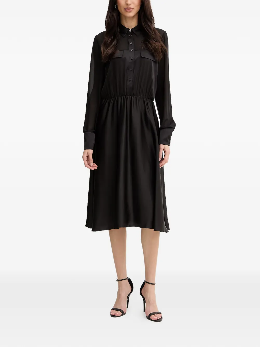 FRACOMINA button-up silk-satin midi dress - Nero
