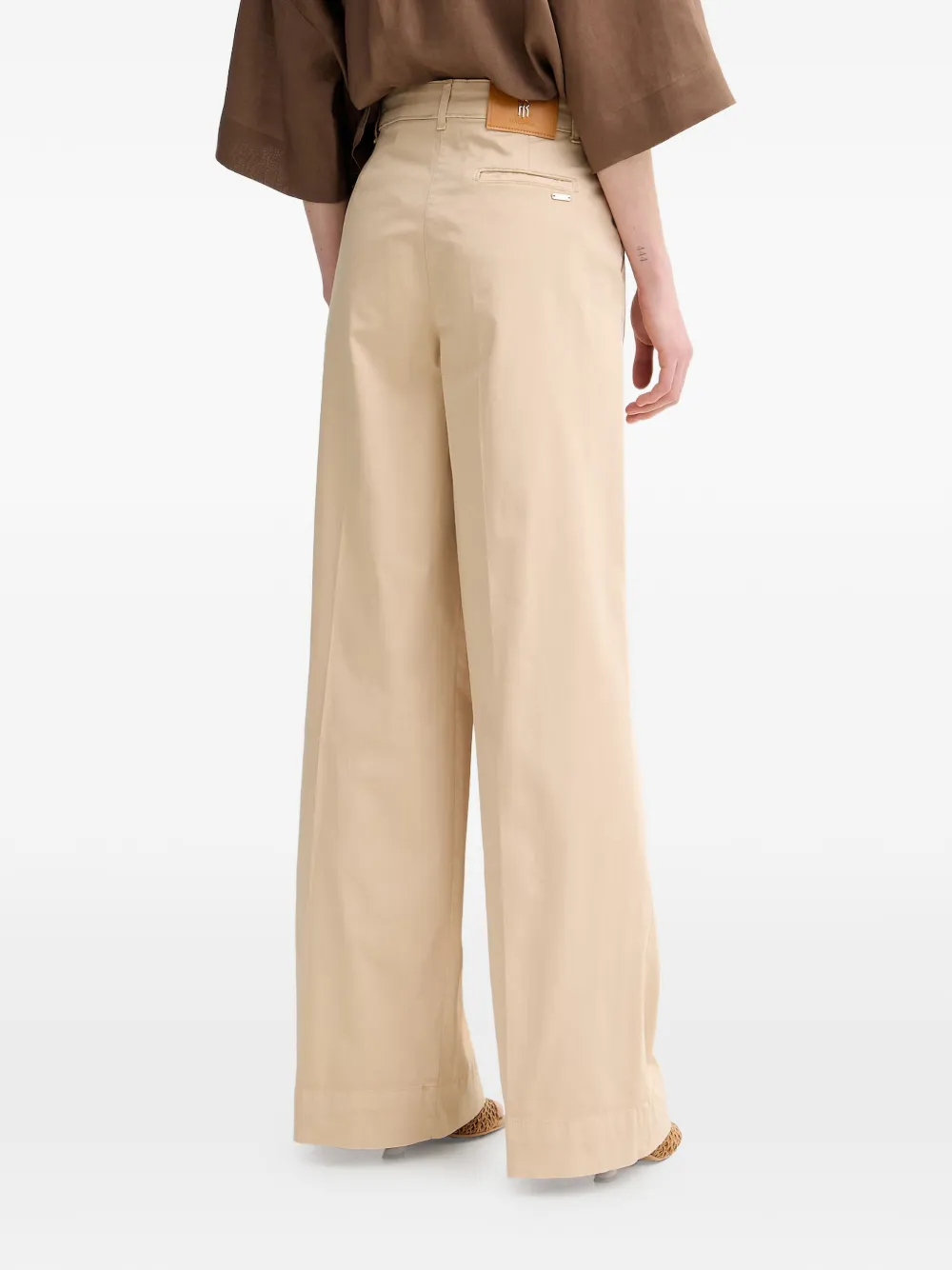 FRACOMINA Broek met wijde pijpen en bedel Beige