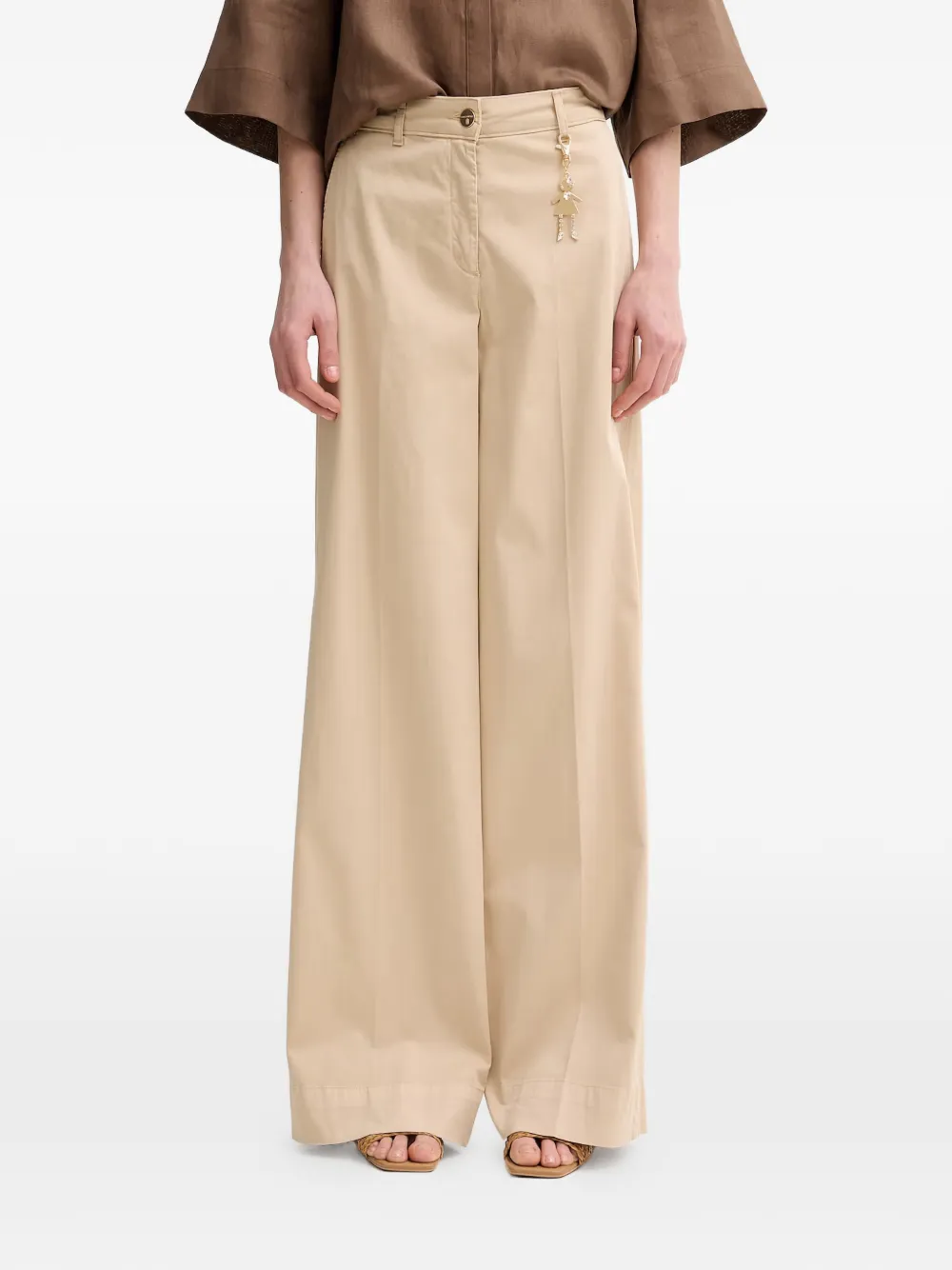 FRACOMINA charm-detail wide-leg trousers - Toni neutri