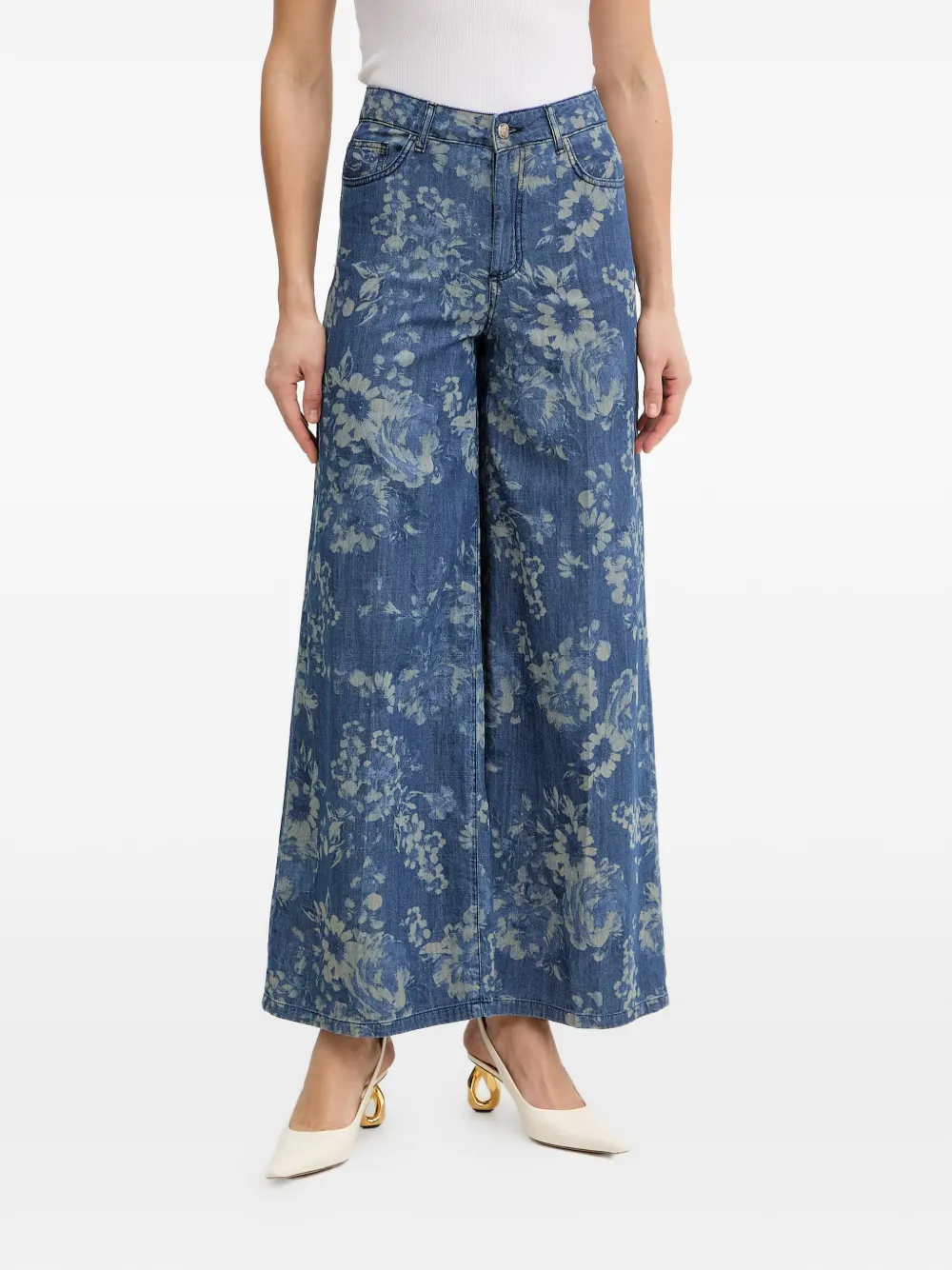 FRACOMINA floral-print palazzo pants - Blu