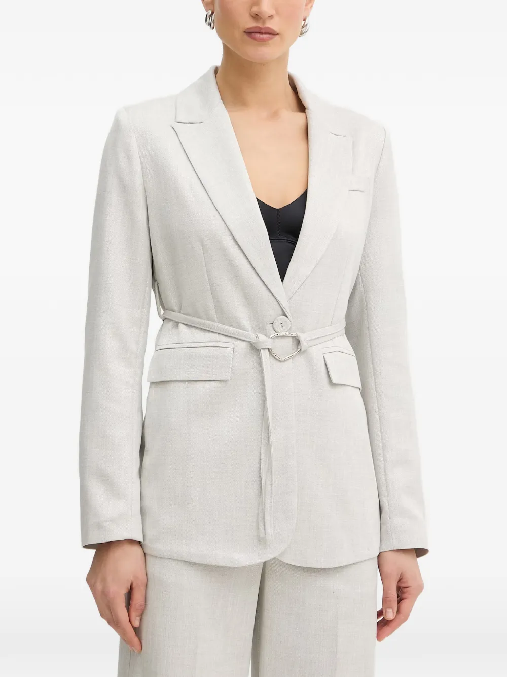 FRACOMINA belted notch-lapel blazer - Grey