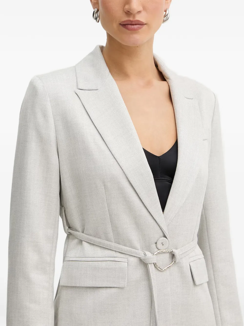 FRACOMINA Blazer met gekerfde revers en ceintuur Grijs