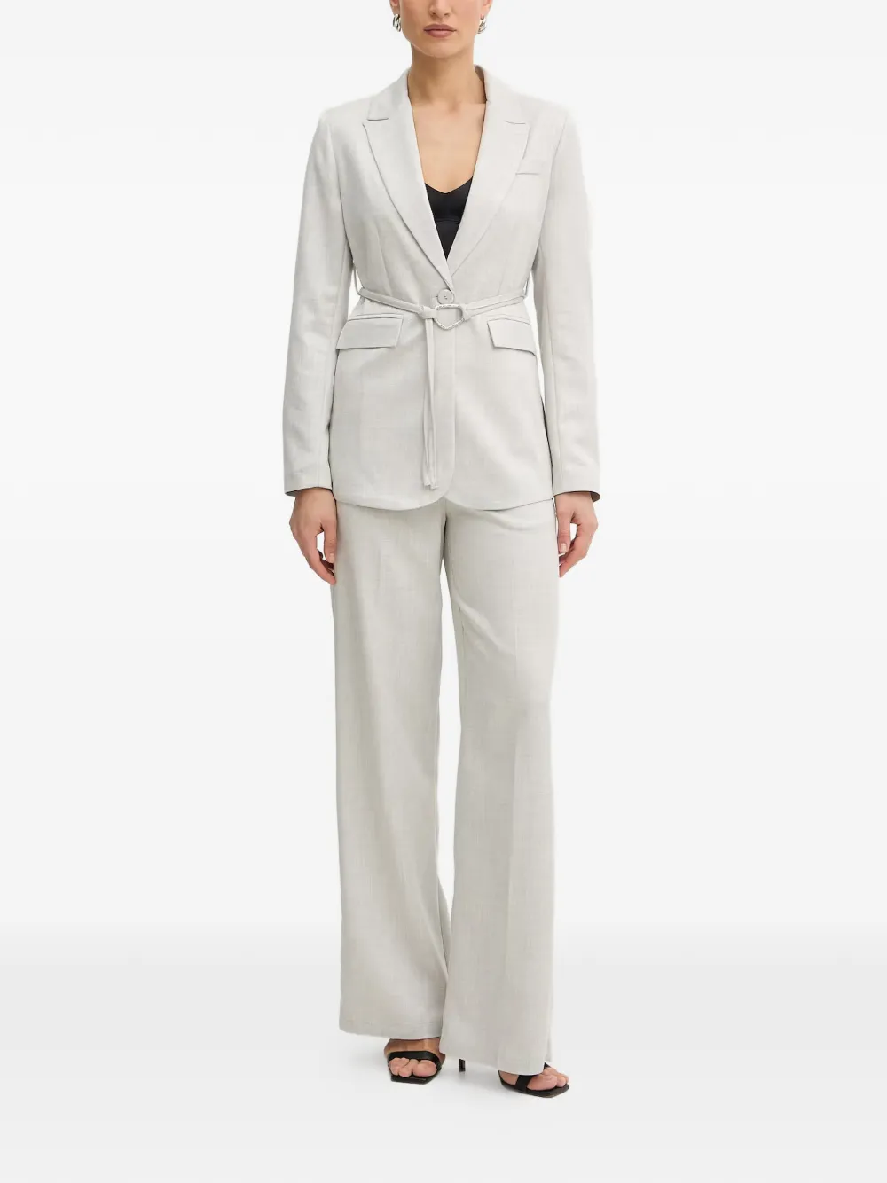 FRACOMINA Blazer met gekerfde revers en ceintuur Grijs