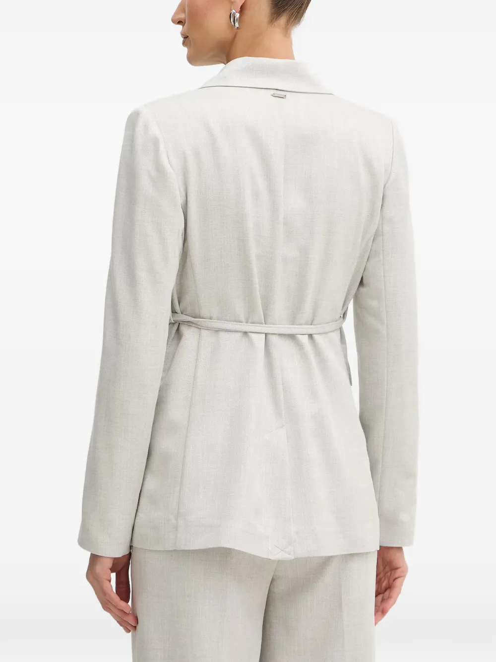 FRACOMINA Blazer met gekerfde revers en ceintuur Grijs