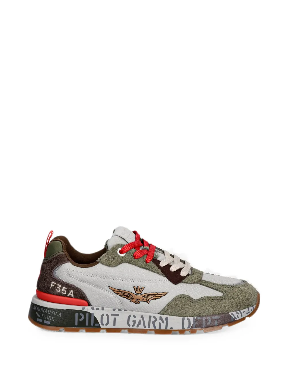 Aeronautica Militare logo-embroidered panelled low-top sneakers - Verde