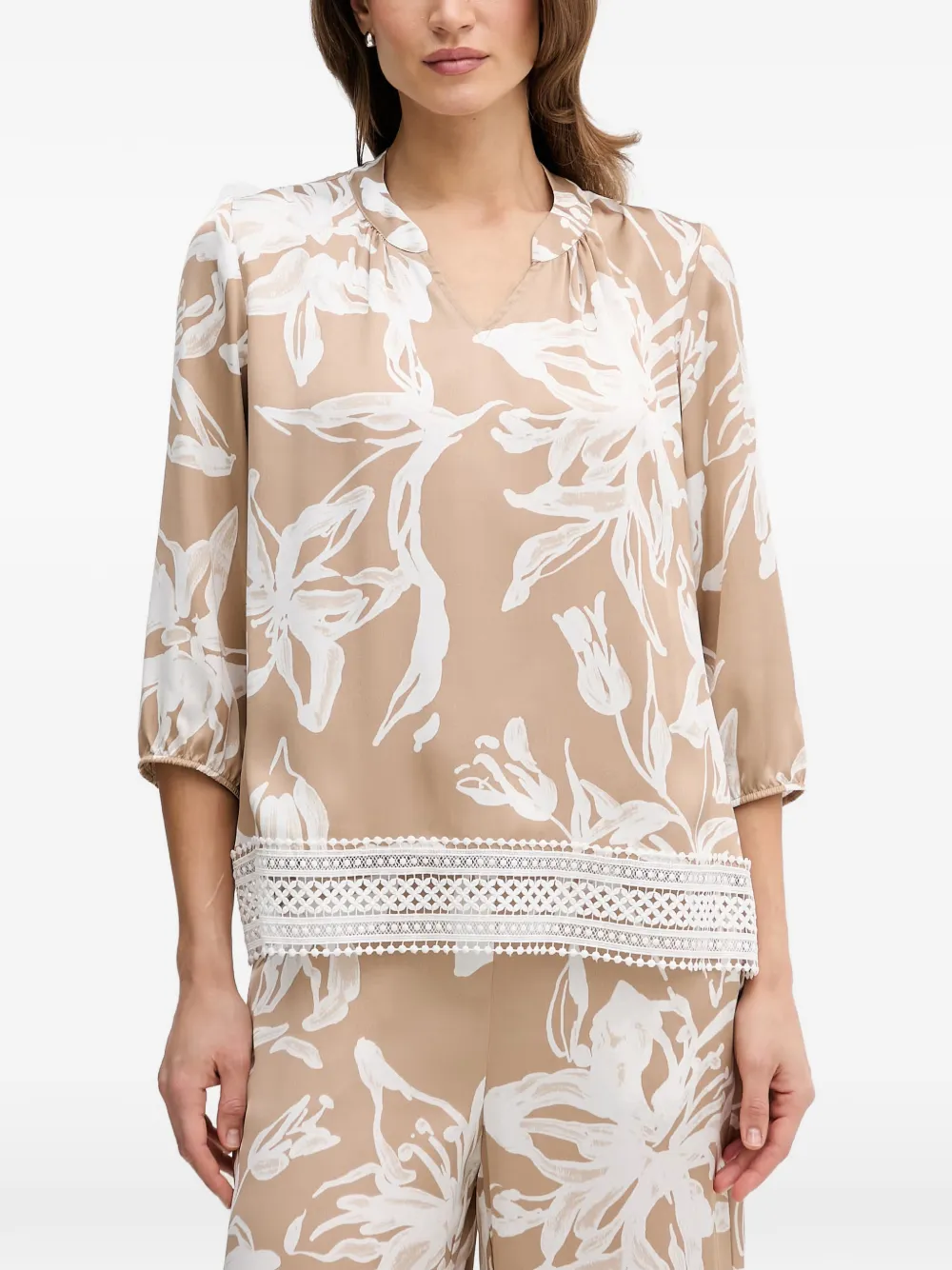 Joseph Ribkoff Blusa a fiori - Toni neutri