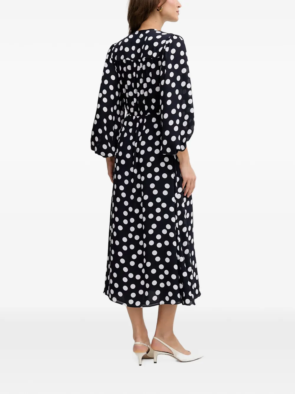 Joseph Ribkoff midi-jurk met stippen en knopen Blauw
