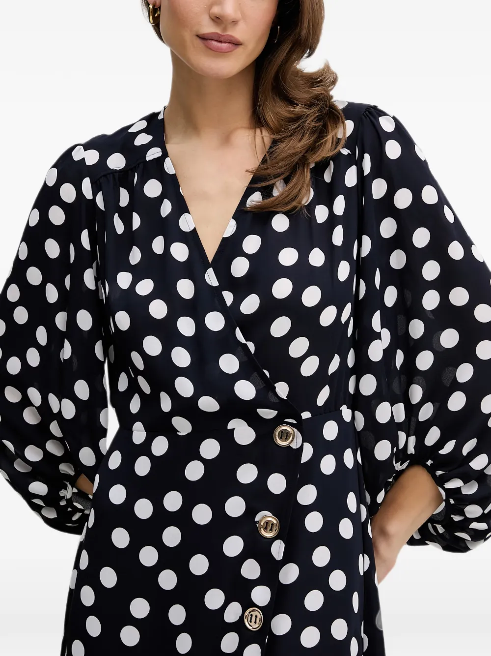 Joseph Ribkoff midi-jurk met stippen en knopen Blauw