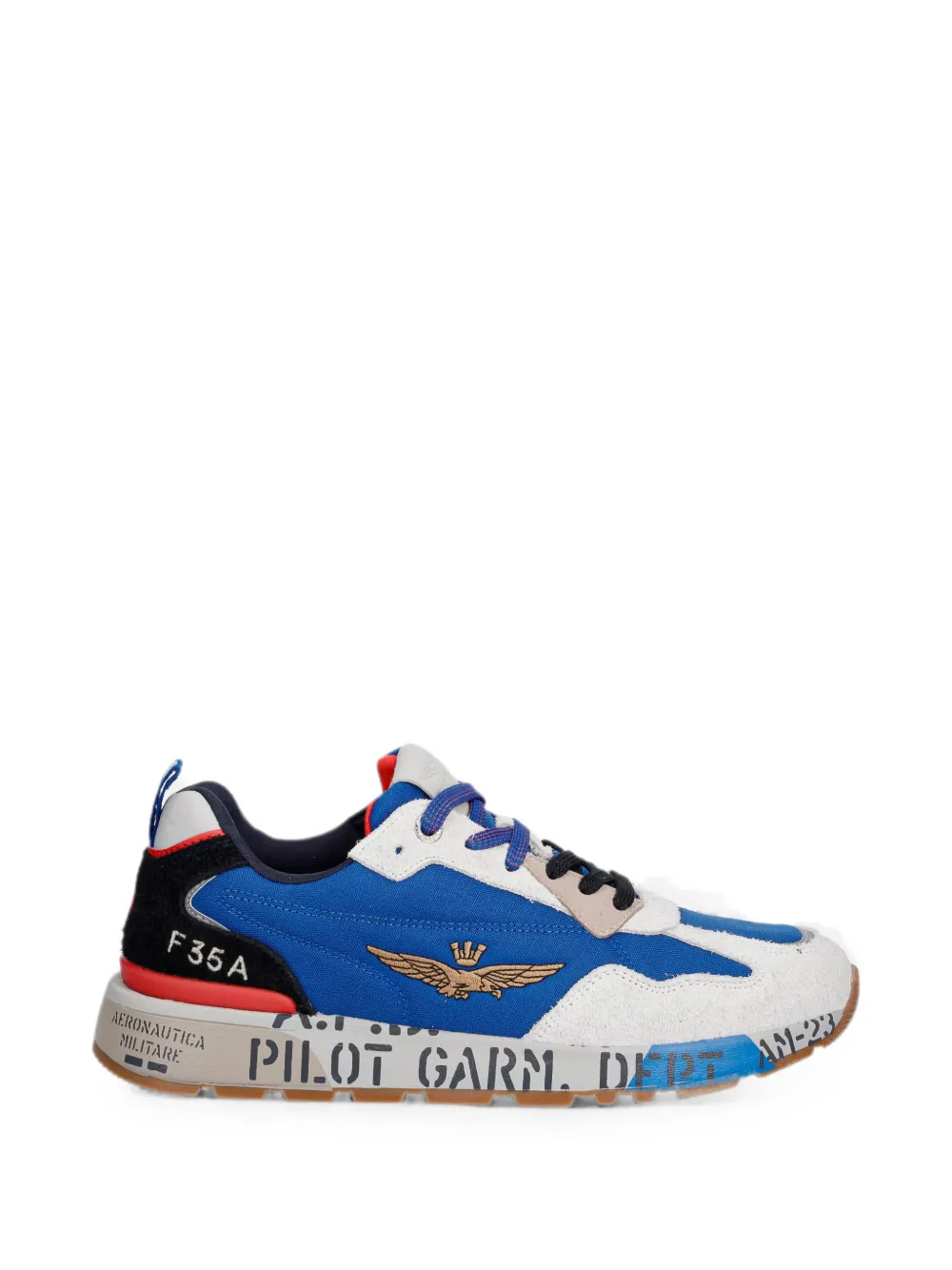 Aeronautica Militare logo-embroidered panelled low-top sneakers - Blu
