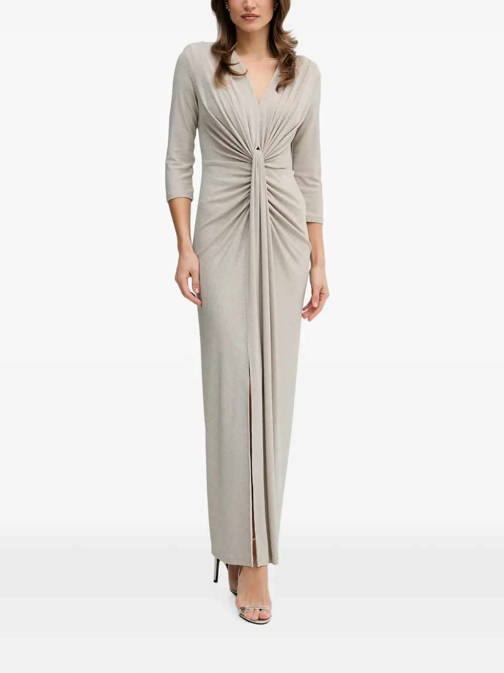 Joseph Ribkoff robe longue à manches trois-quarts et détail torsadé - Gris Joseph Ribkoff robe longue à manches trois-quarts et détail torsadé - Gris
