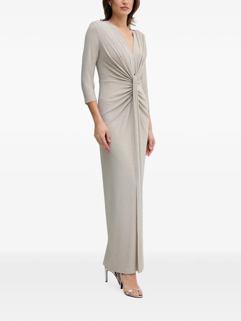 Joseph Ribkoff maxi-dress met gedraaid detail en cropped mouwen Grijs