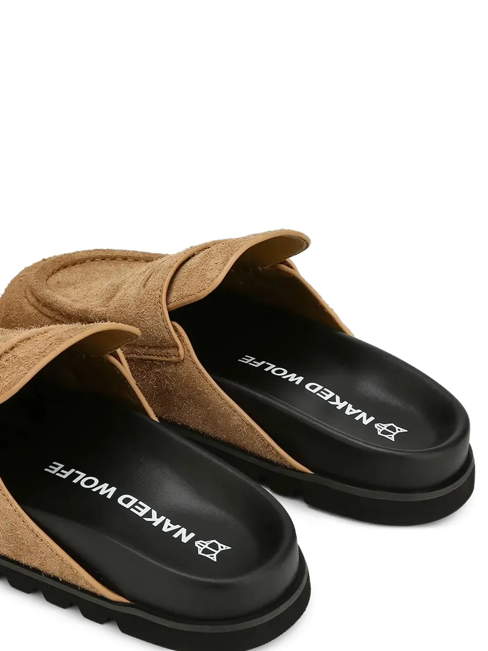 NAKED WOLFE Cord suède slippers met penny bandje Beige