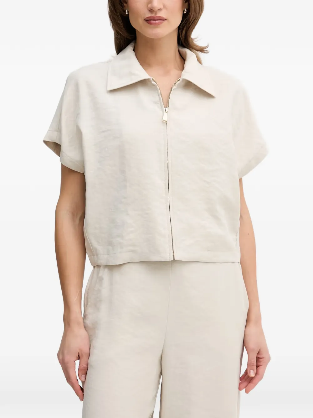 Joseph Ribkoff Top met korte mouwen en rits Beige
