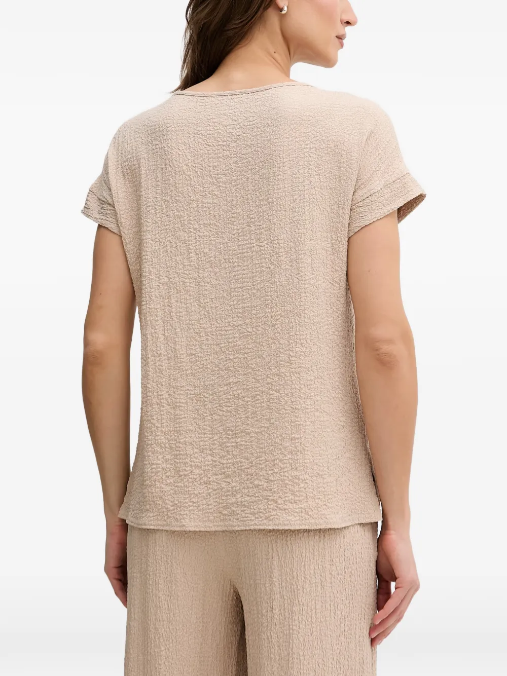 Joseph Ribkoff Top met mesh vlakken en gekreukt effect Beige