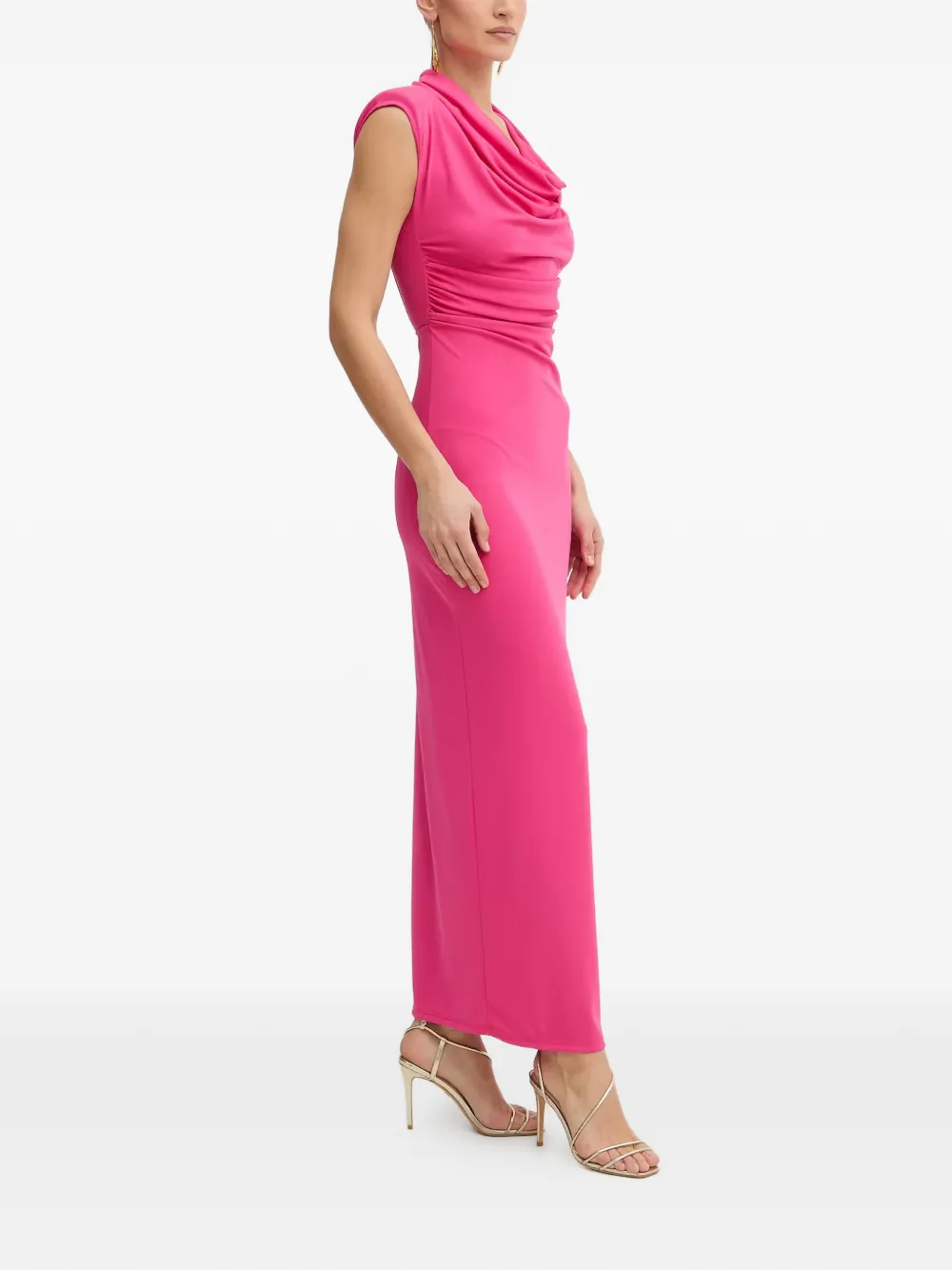 FRACOMINA Maxi-jurk met open rug en col Roze