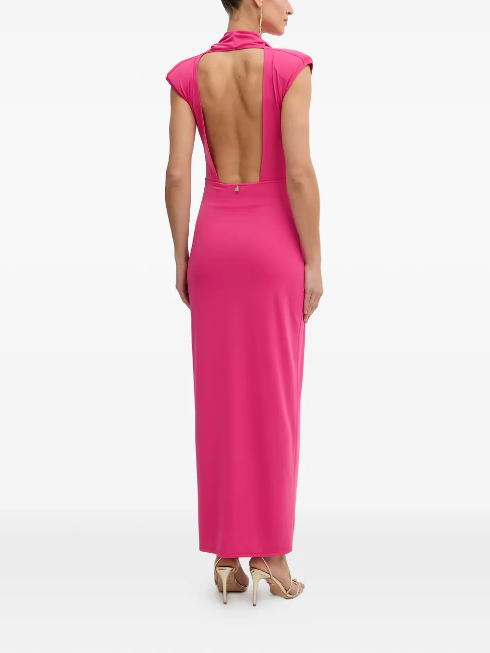 FRACOMINA Maxi-jurk met open rug en col Roze