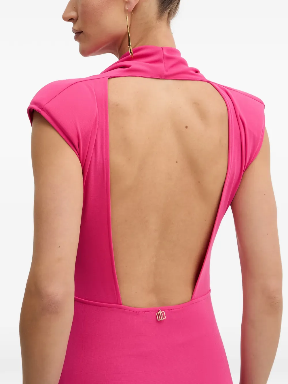 FRACOMINA Maxi-jurk met open rug en col Roze
