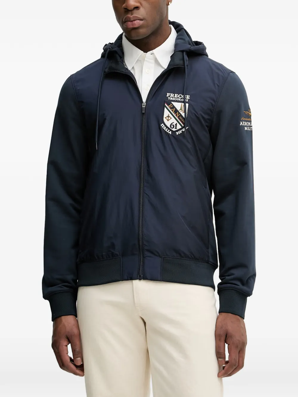 Aeronautica Militare Frecce Tricolori patch-detail zip-up hoodie - Blue