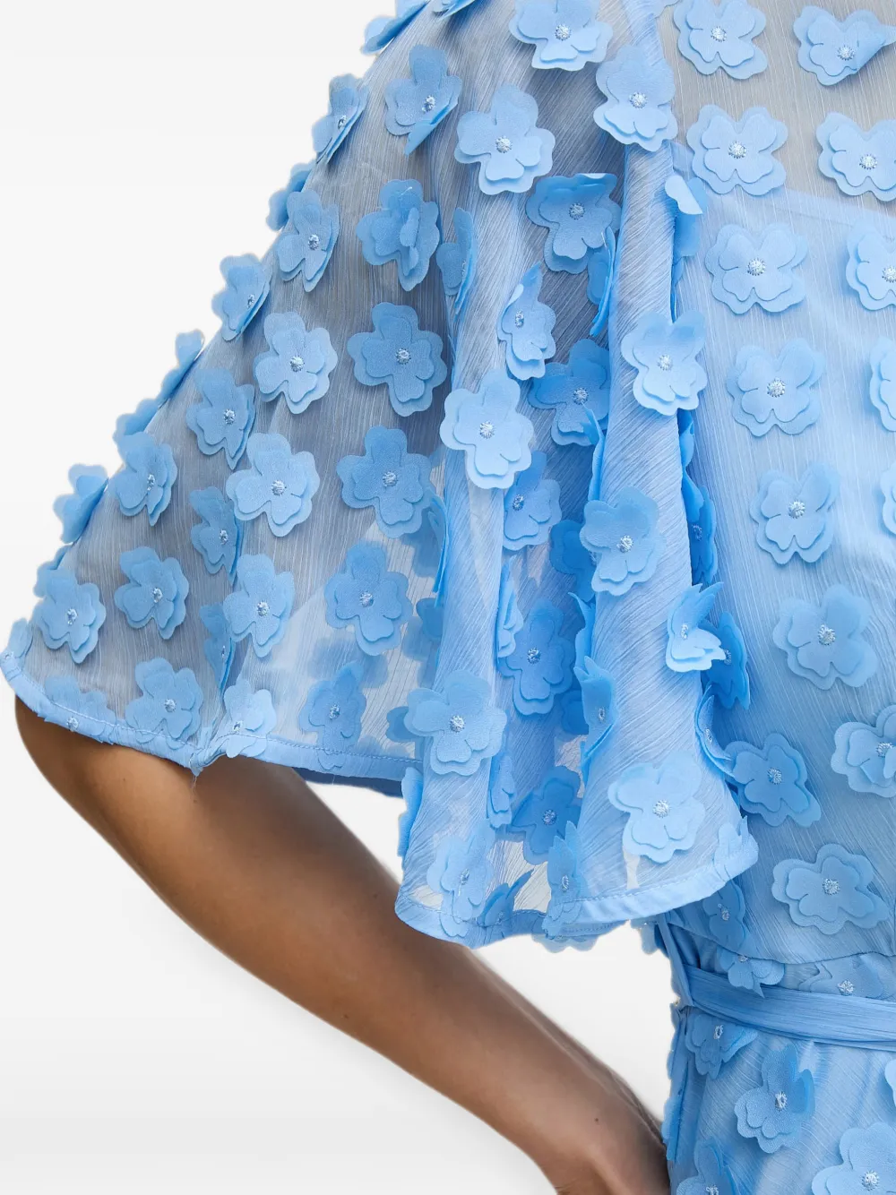 Joseph Ribkoff Midi-jurk met bloemenpatch en ceintuur Blauw